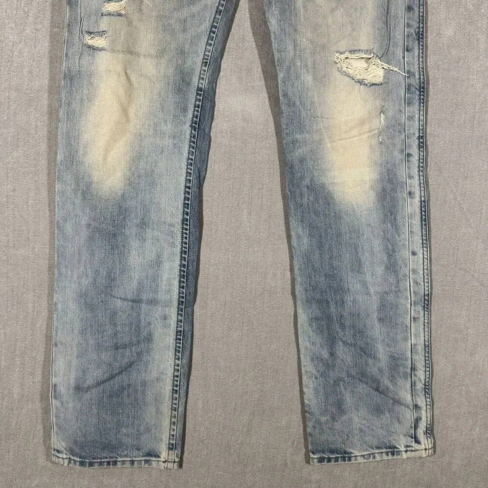 Diesel Darron Men’s Jeans W33 L32 Regular Slim Tapered Distressed Light Wash